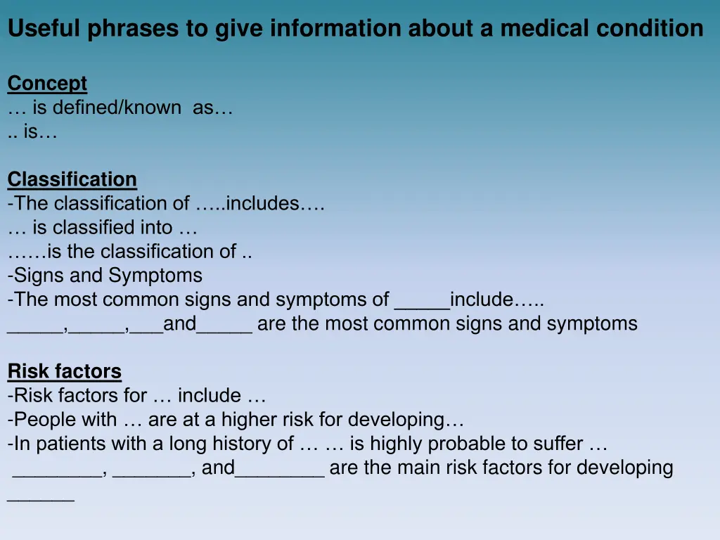 useful phrases to give information about