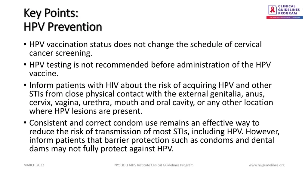 key points key points hpv prevention
