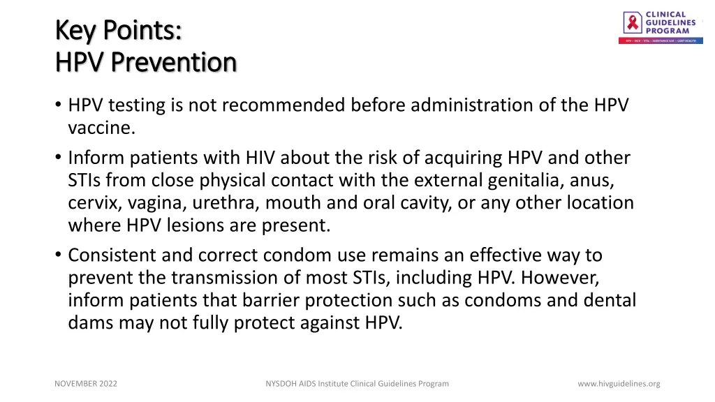 key points key points hpv prevention