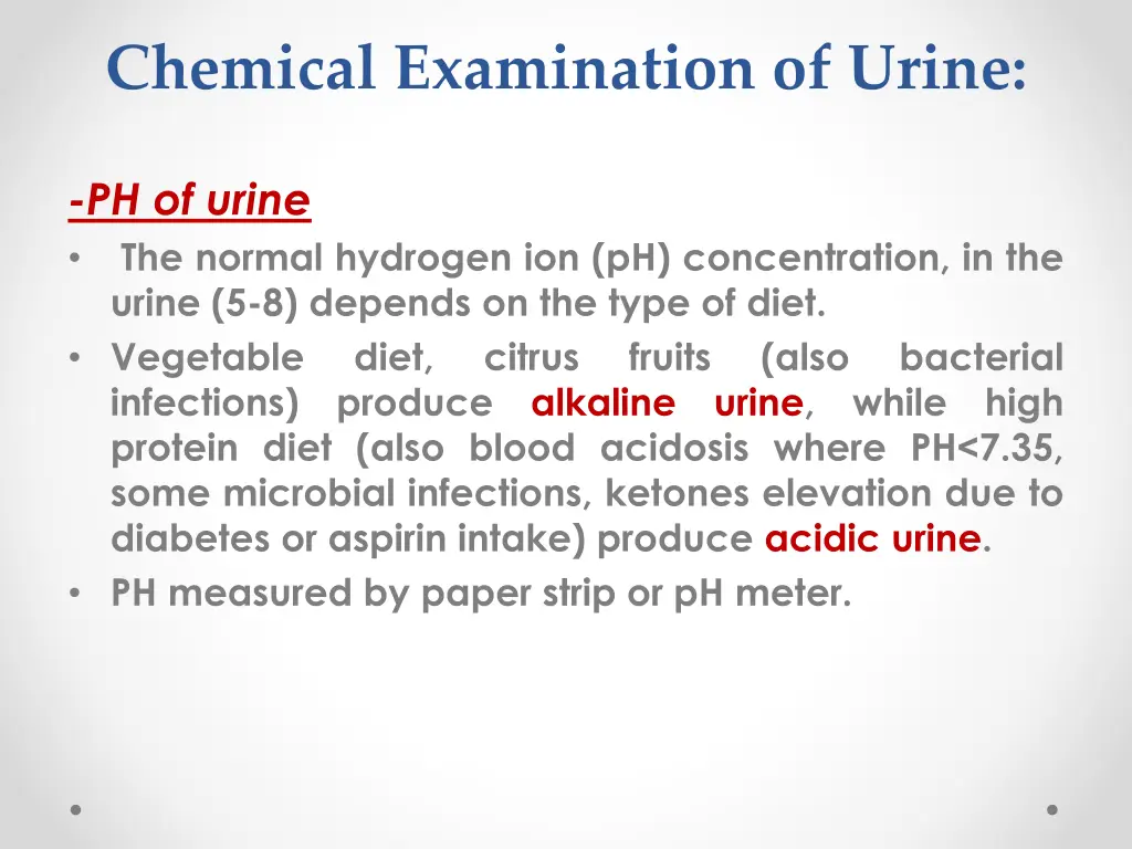 chemical examination of urine