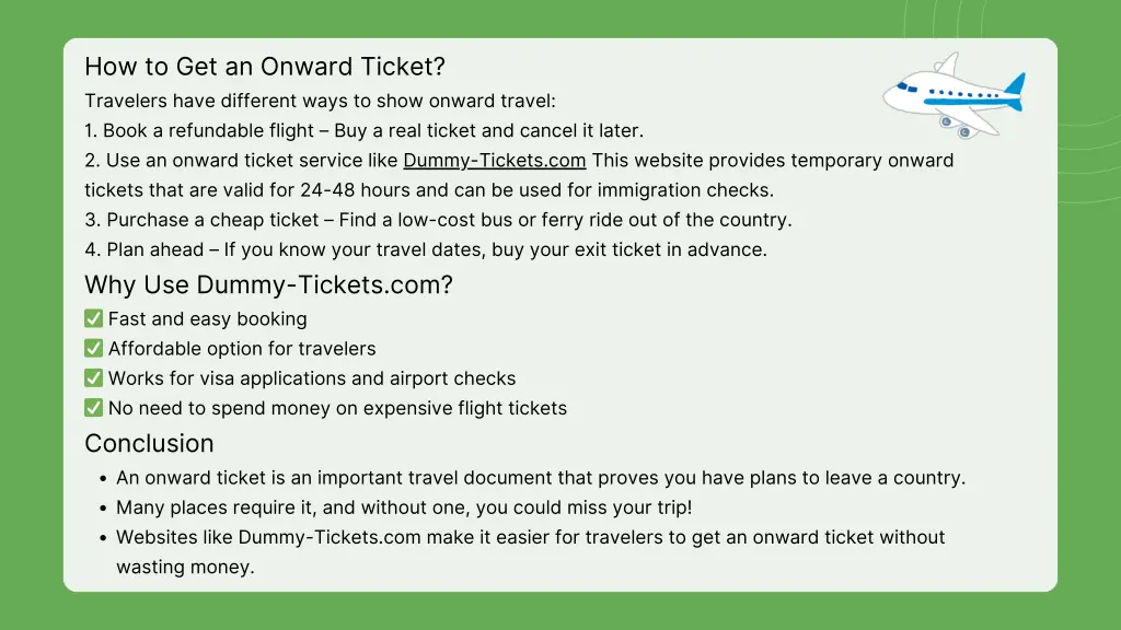 how to get an onward ticket travelers have