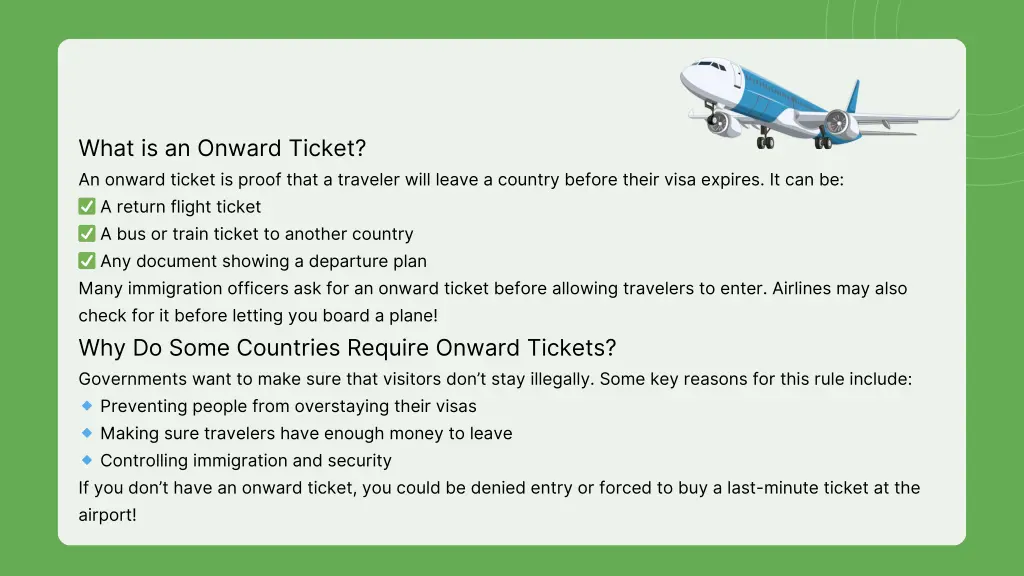 what is an onward ticket an onward ticket