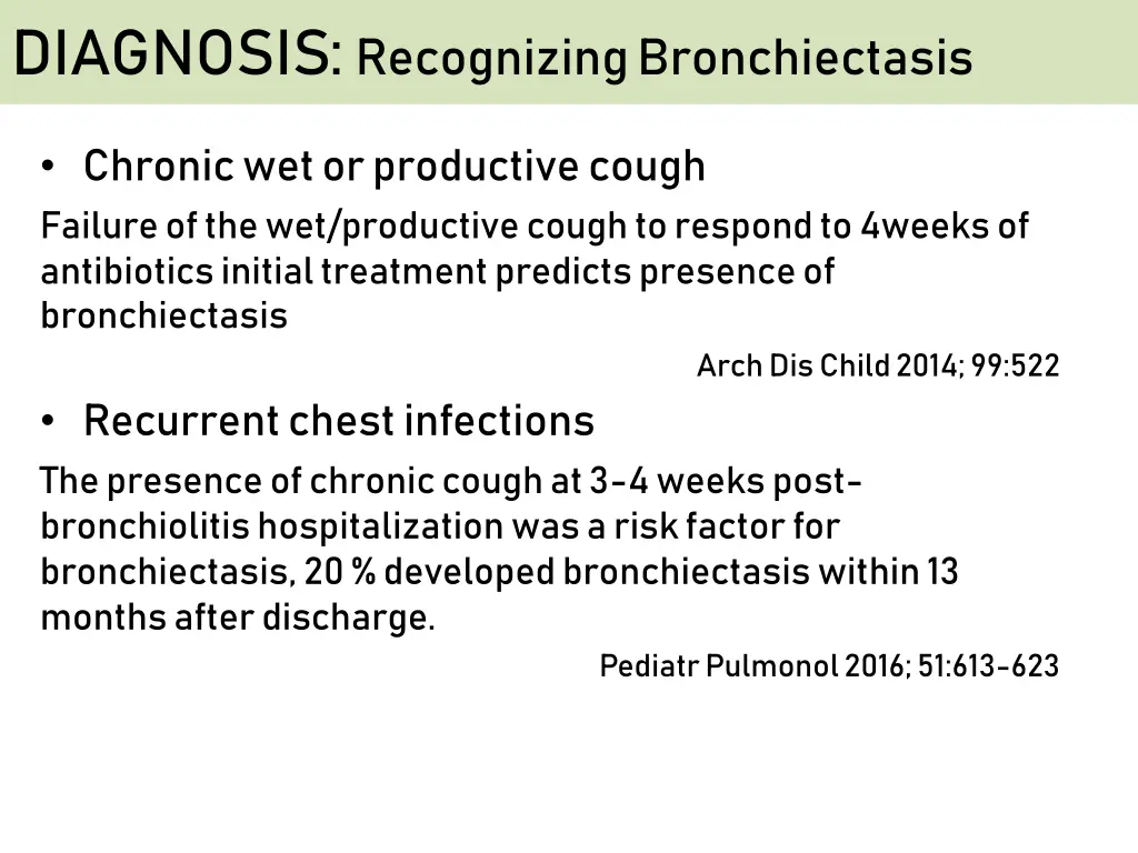 diagnosis recognizing bronchiectasis