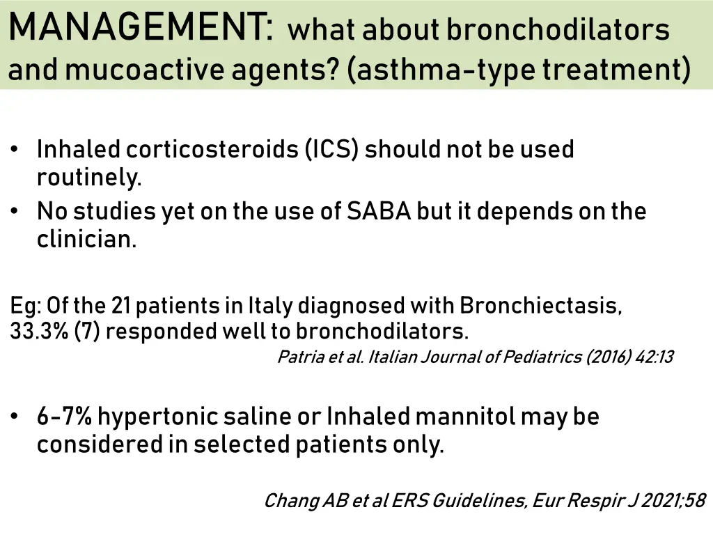management what about bronchodilators