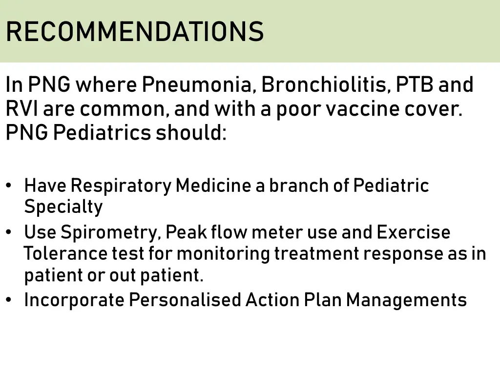 recommendations
