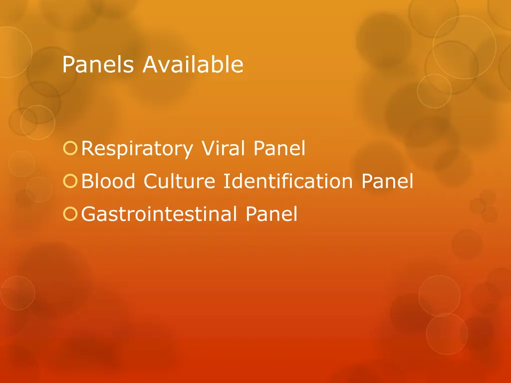 panels available