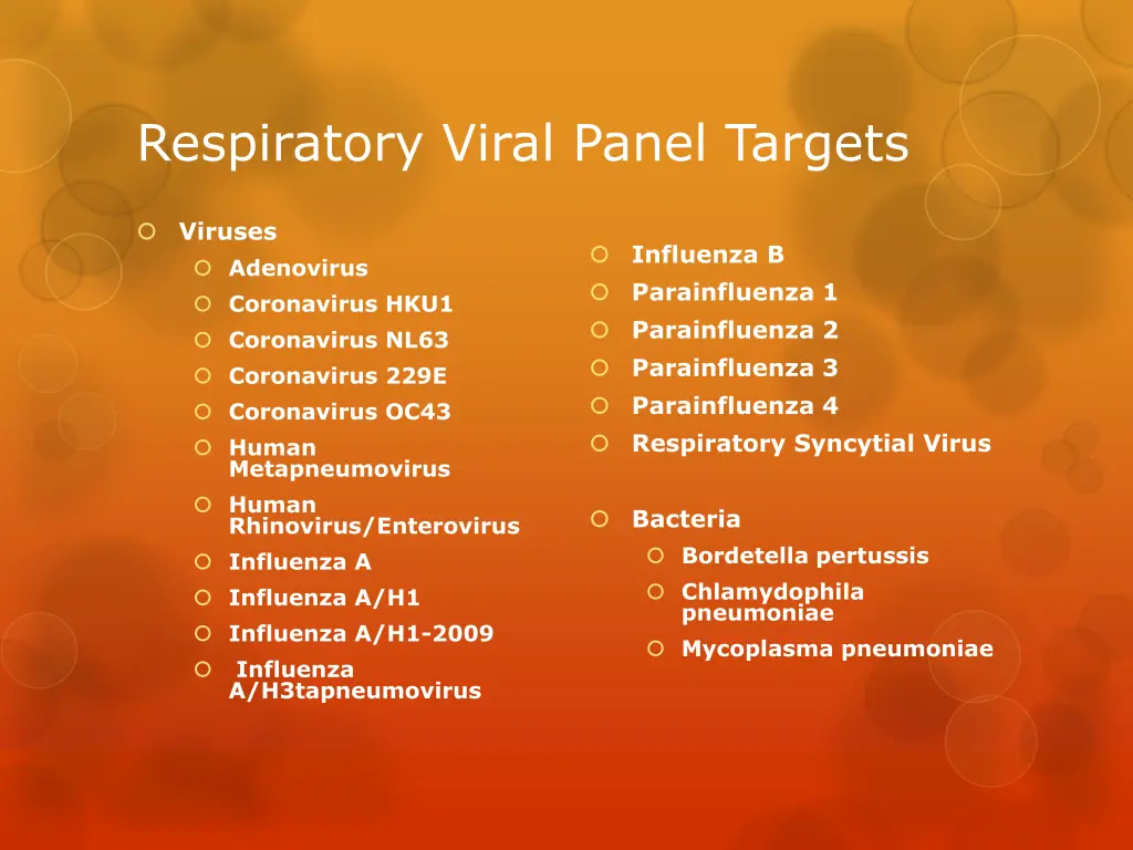 respiratory viral panel targets