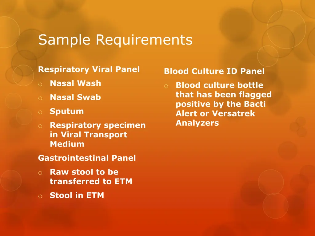 sample requirements