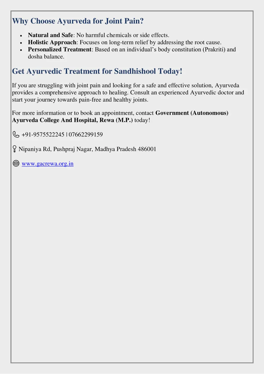 why choose ayurveda for joint pain