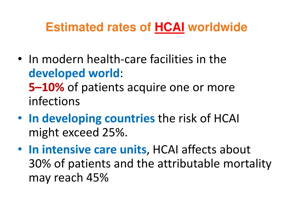 estimated rates of hcai worldwide