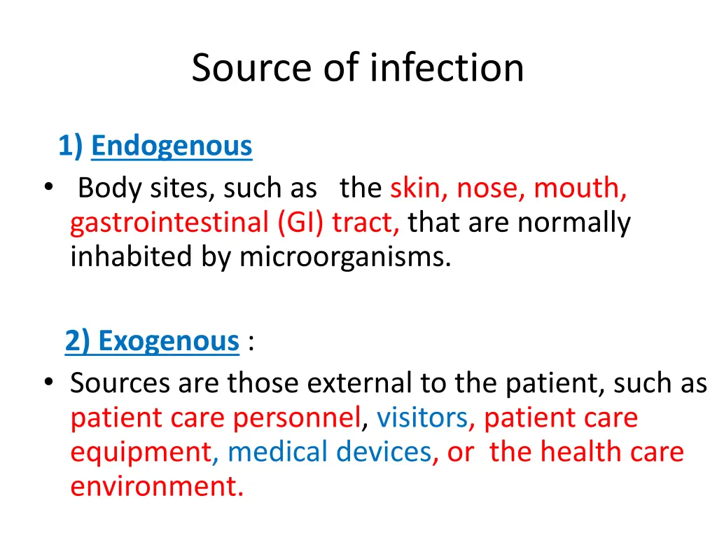 source of infection