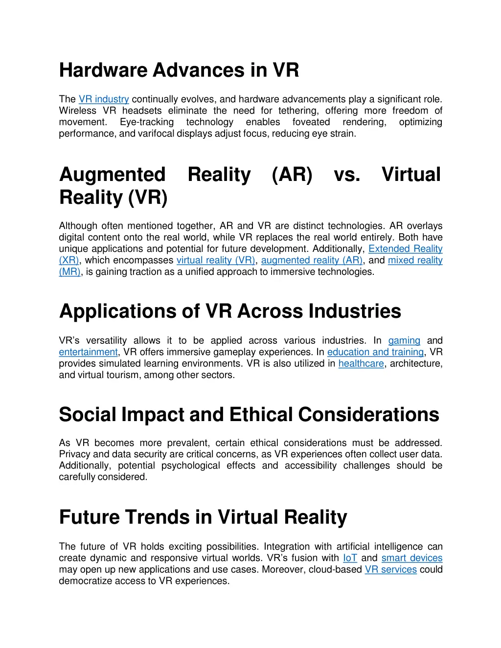 hardware advances in vr