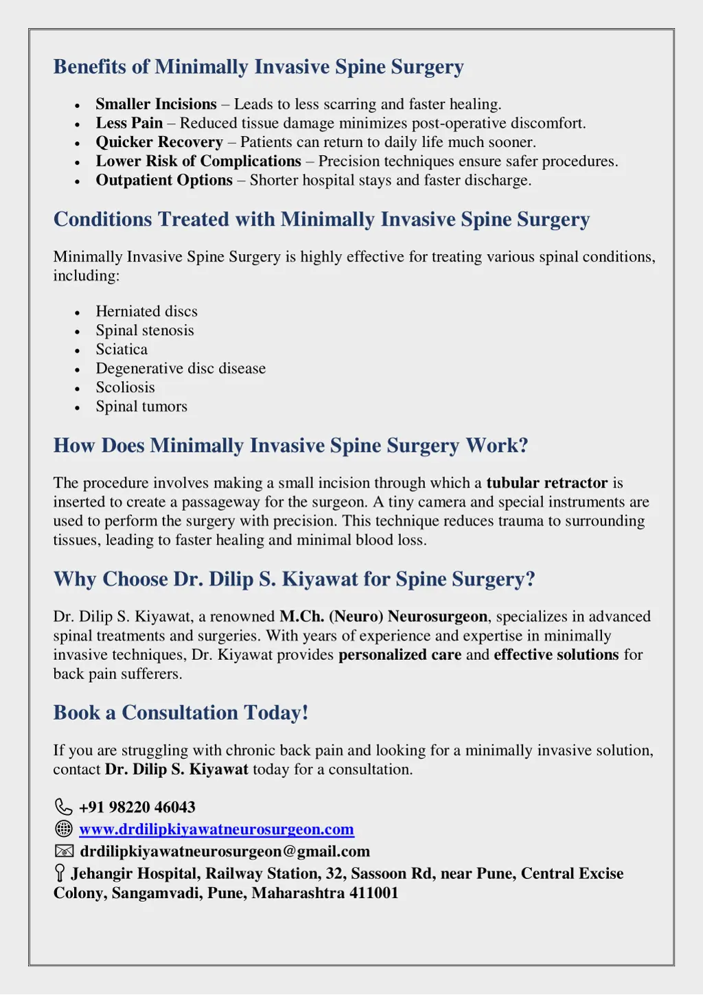 benefits of minimally invasive spine surgery
