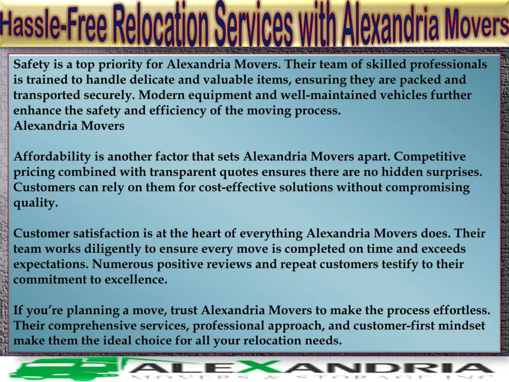 hassle free relocation services with alexandria 3