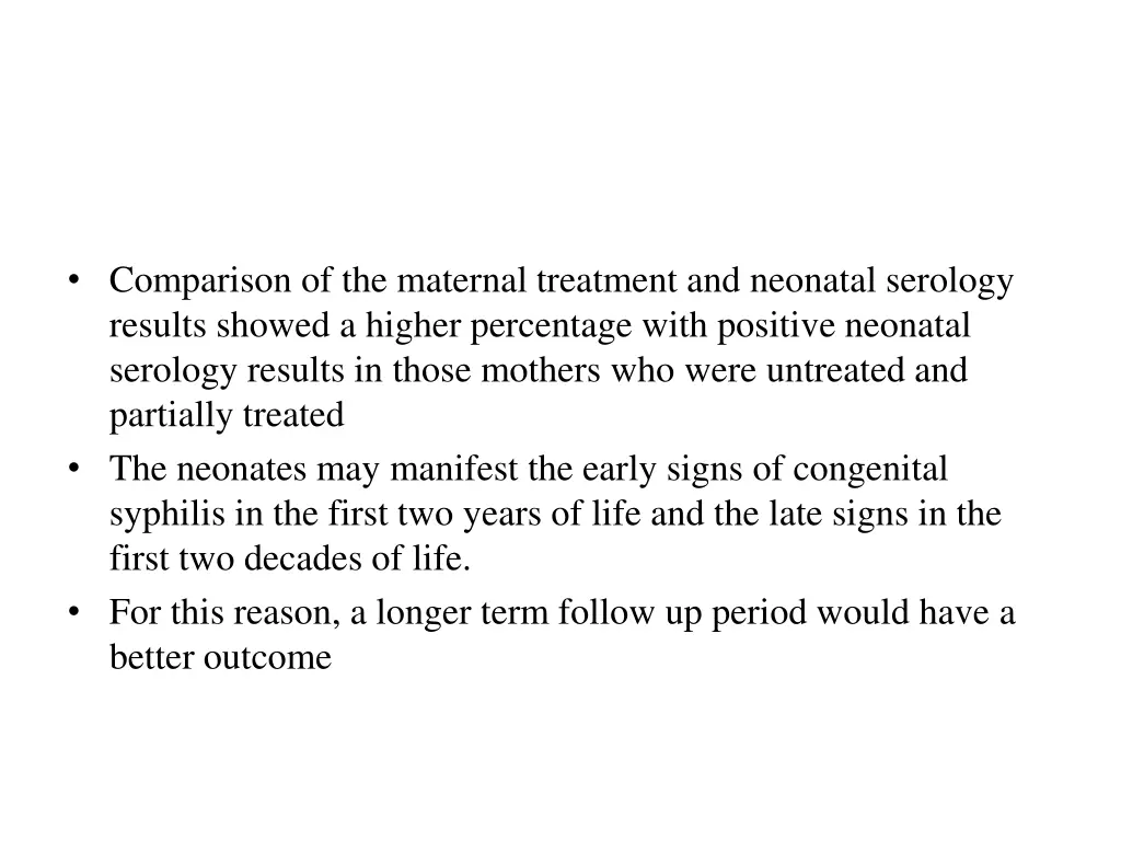 comparison of the maternal treatment and neonatal