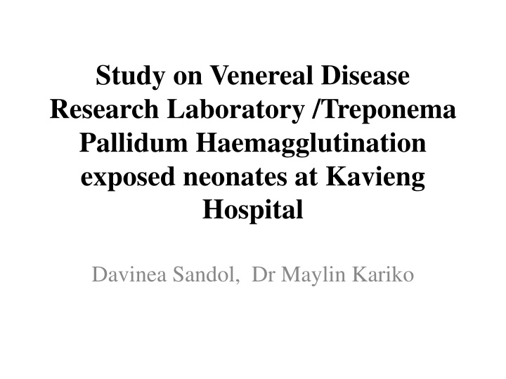 study on venereal disease research laboratory