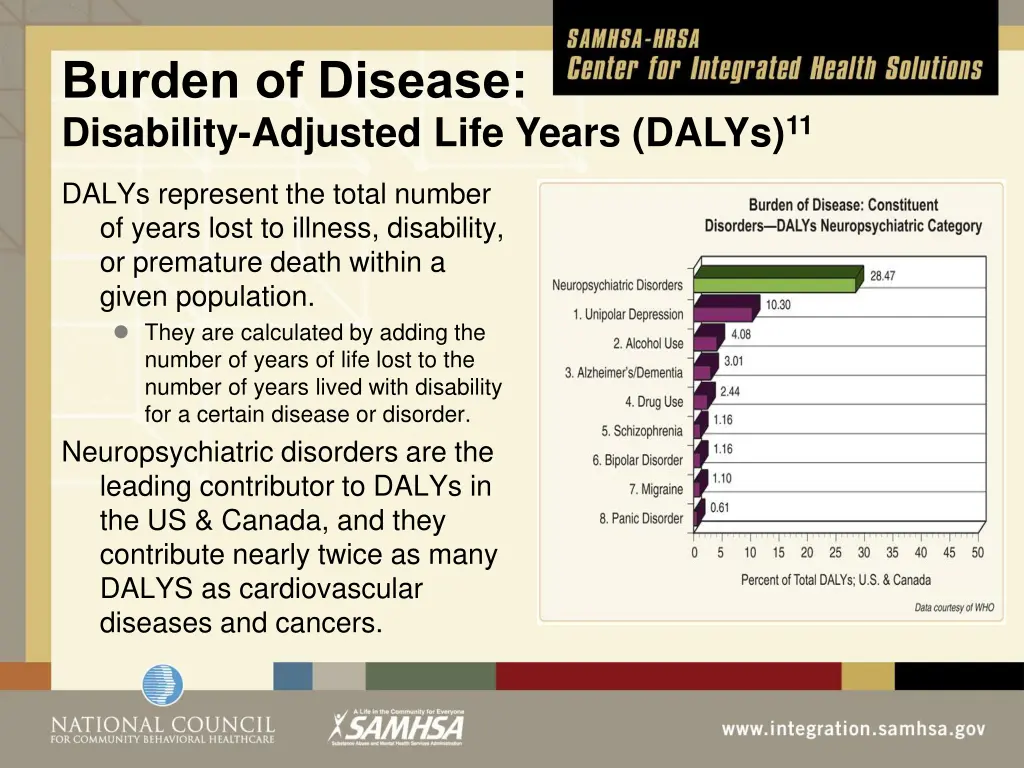 burden of disease disability adjusted life years