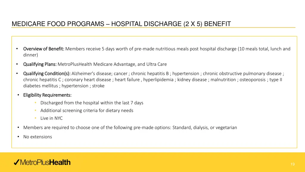medicare food programs hospital discharge
