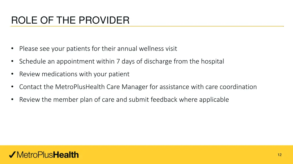 role of the provider