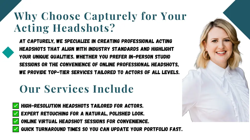 why choose capturely for your acting headshots