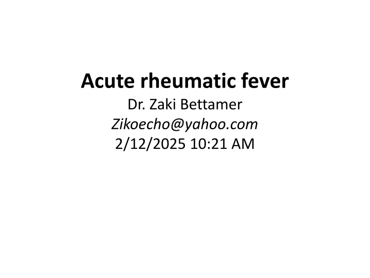 acute rheumatic fever dr zaki bettamer