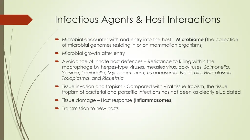 infectious agents host interactions