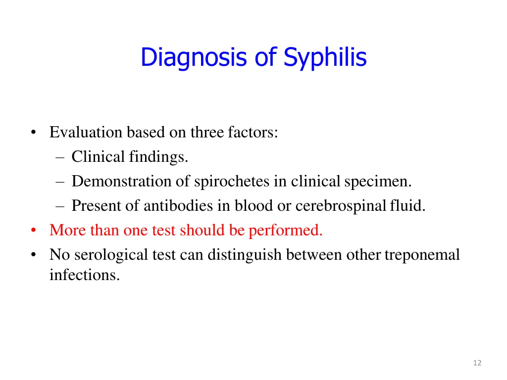 diagnosis of syphilis