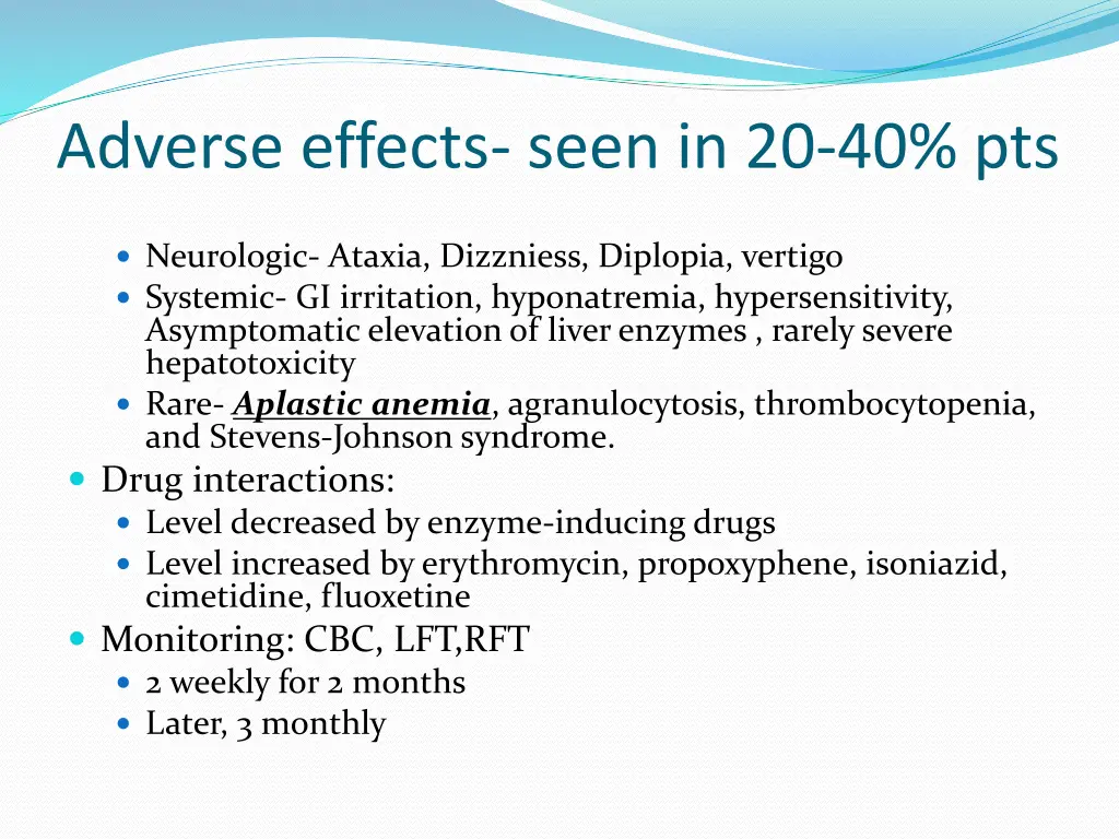 adverse effects seen in 20 40 pts