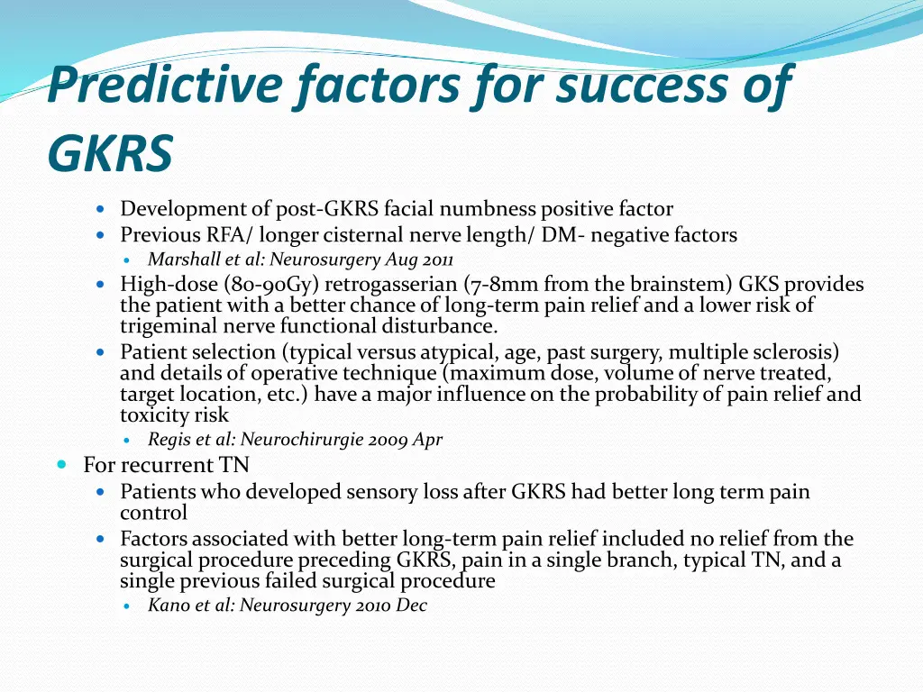 predictive factors for success of gkrs