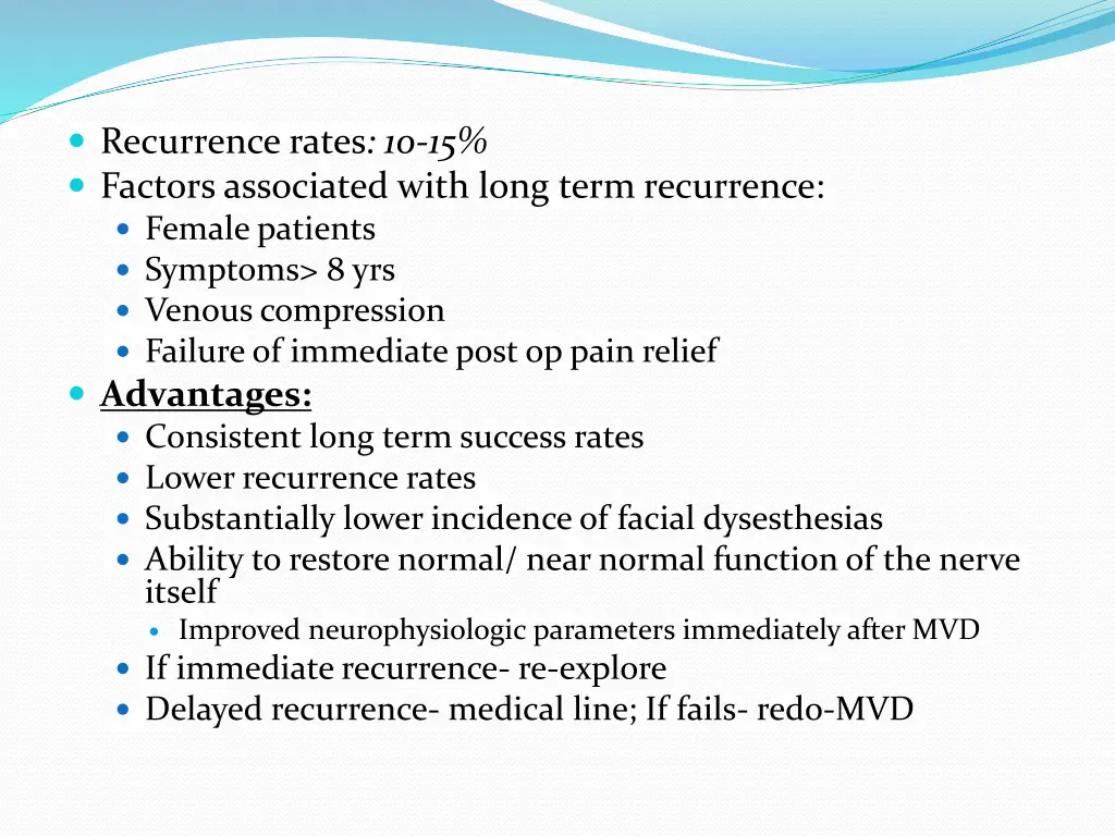 recurrence rates 10 15 factors associated with