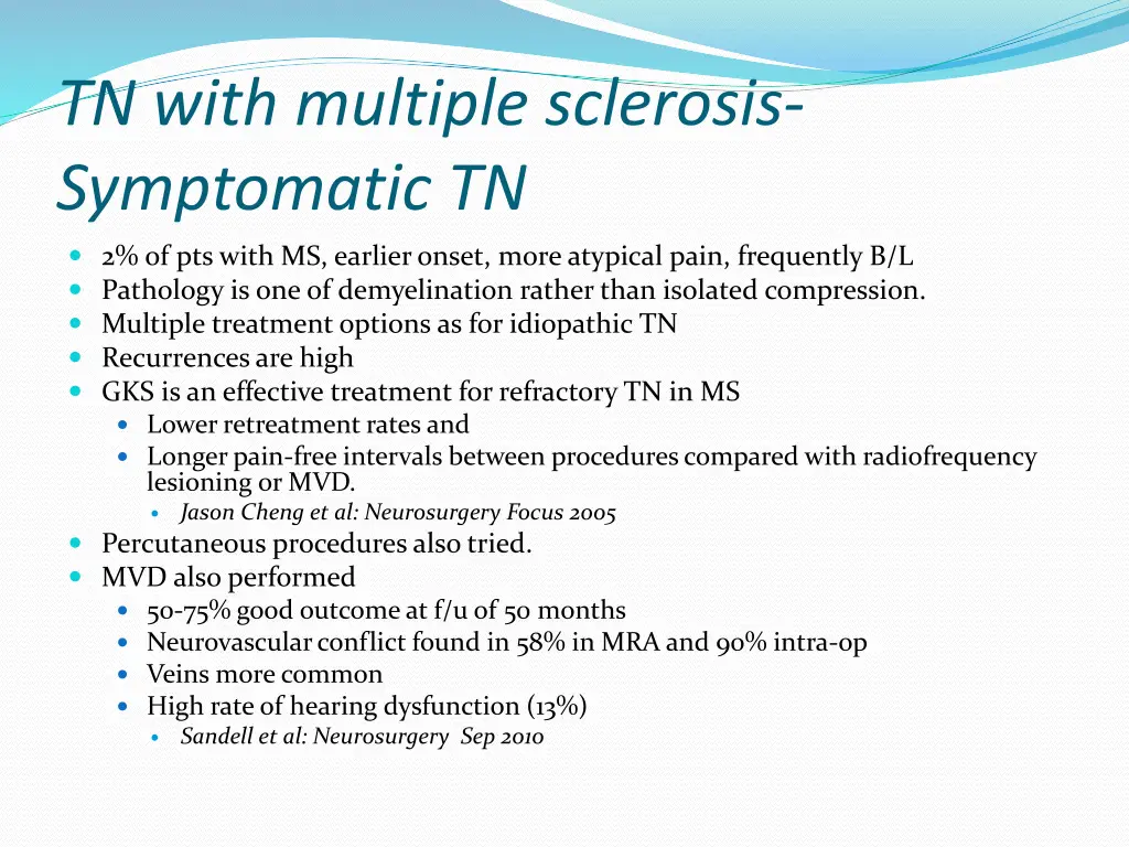 tn with multiple sclerosis symptomatic tn