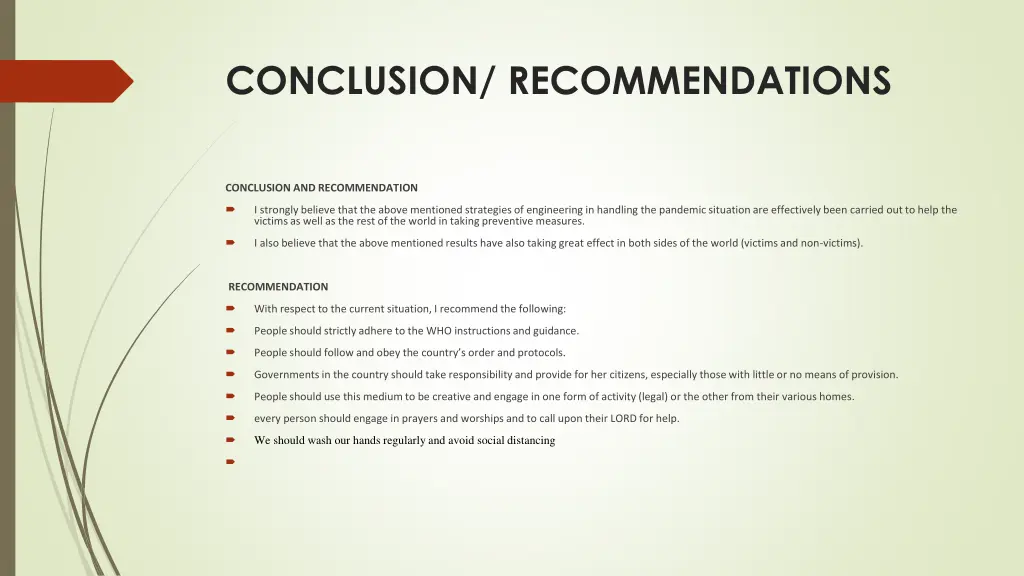 conclusion recommendations