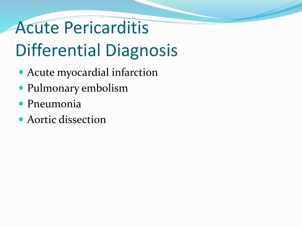 acute pericarditis differential diagnosis