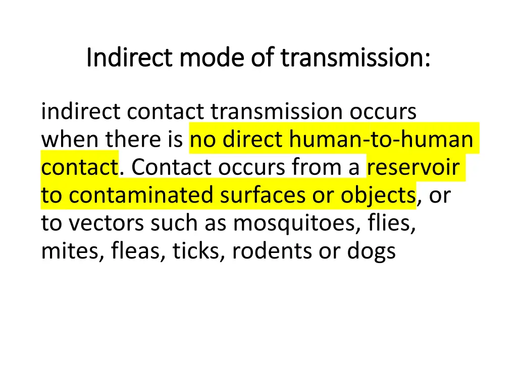 indirect mode of transmission indirect mode