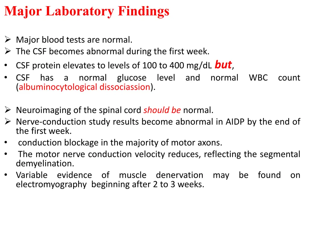 major laboratory findings
