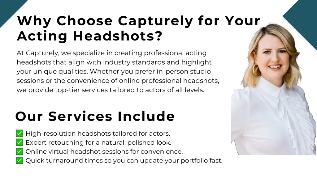 why choose capturely for your acting headshots