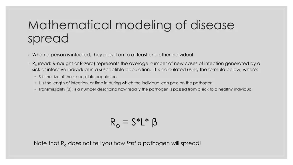 mathematical modeling of disease spread