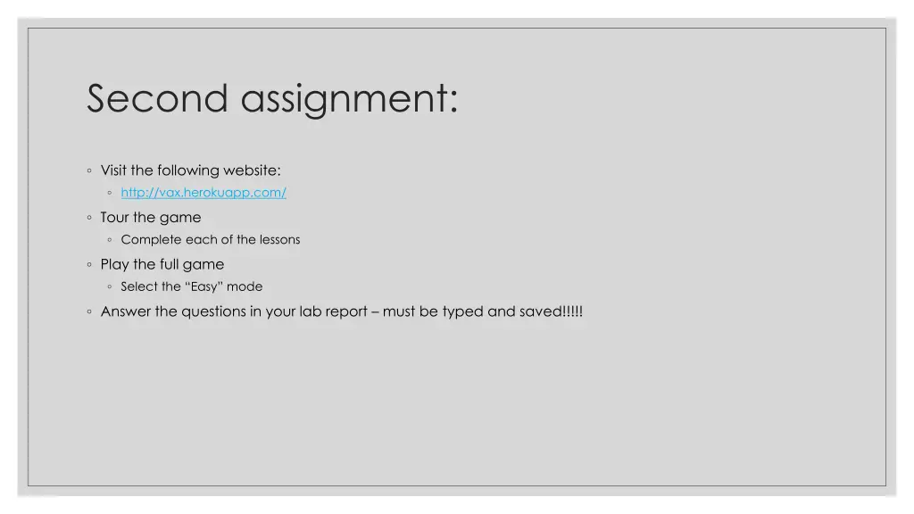 second assignment