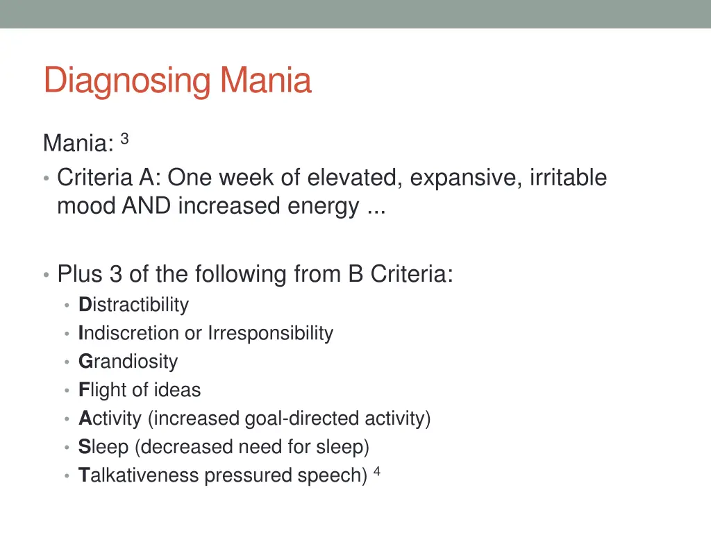 diagnosing mania