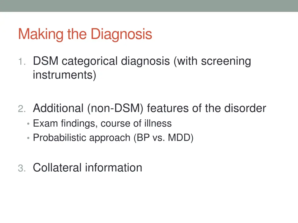 making the diagnosis