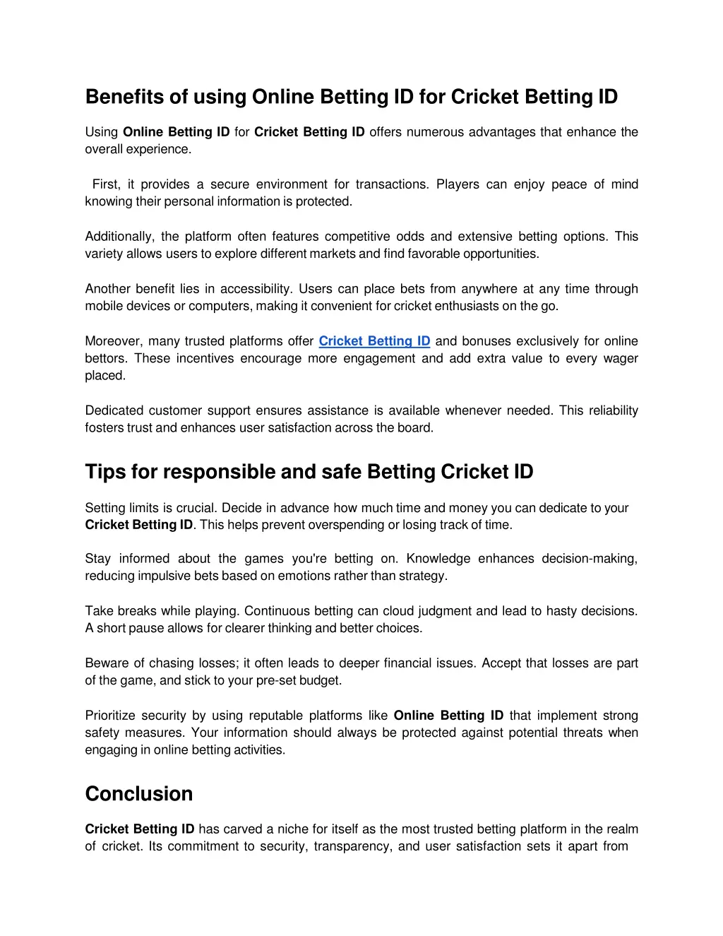 benefits of using online betting id for cricket