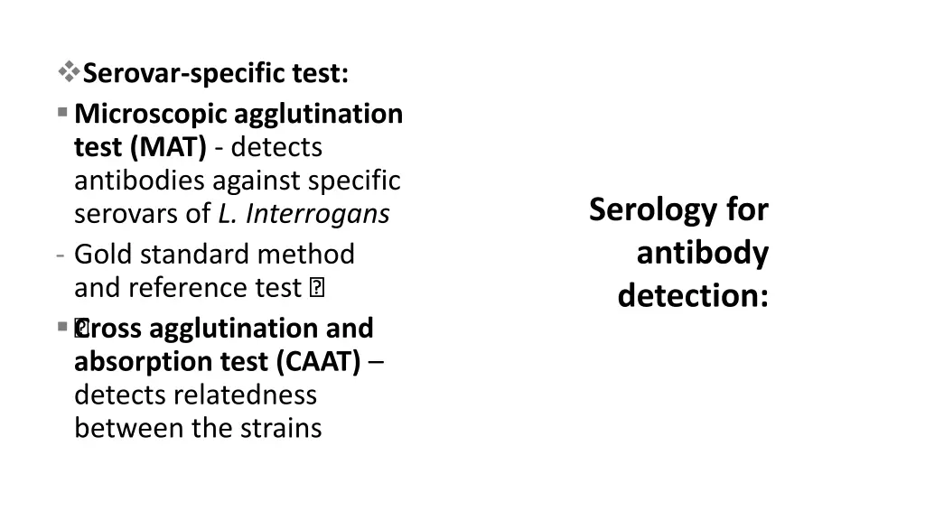 serovar specific test microscopic agglutination