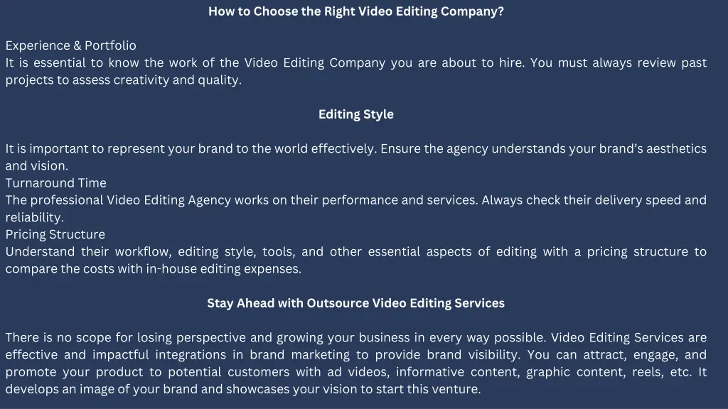 how to choose the right video editing company