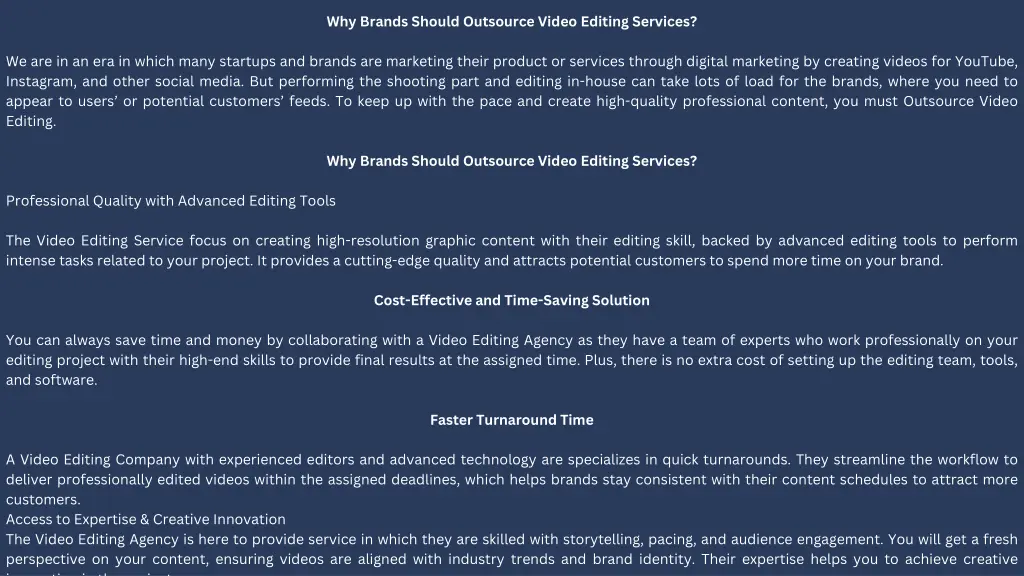why brands should outsource video editing services