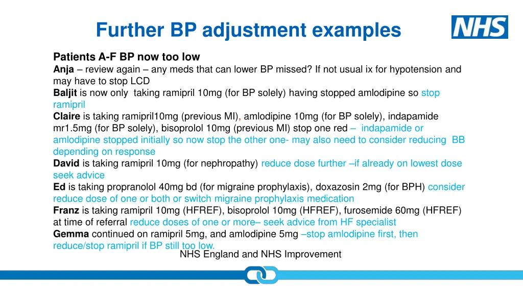 further bp adjustment examples