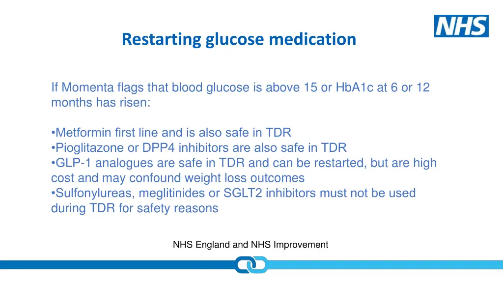 restarting glucose medication