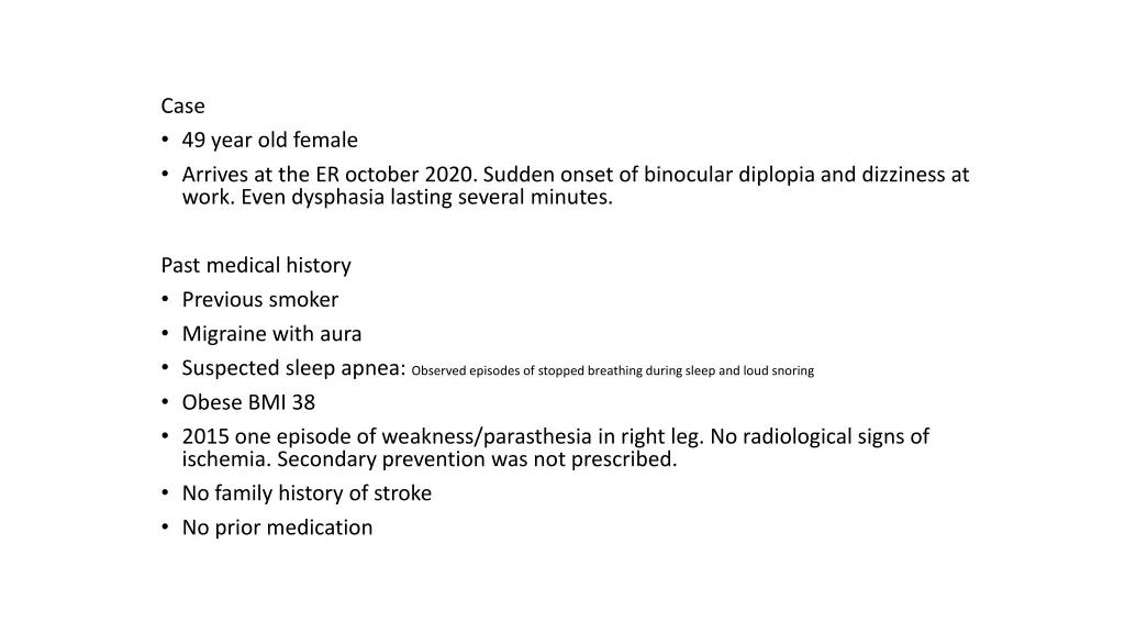 case 49 year old female arrives at the er october