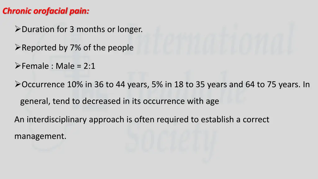 chronic orofacial pain