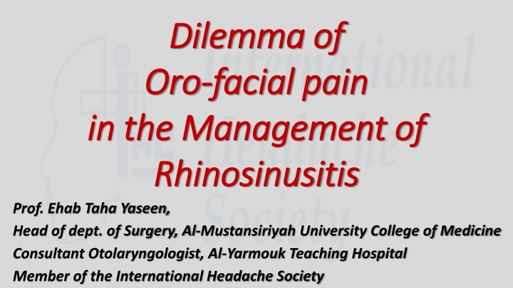 dilemma of dilemma of oro oro facial pain facial