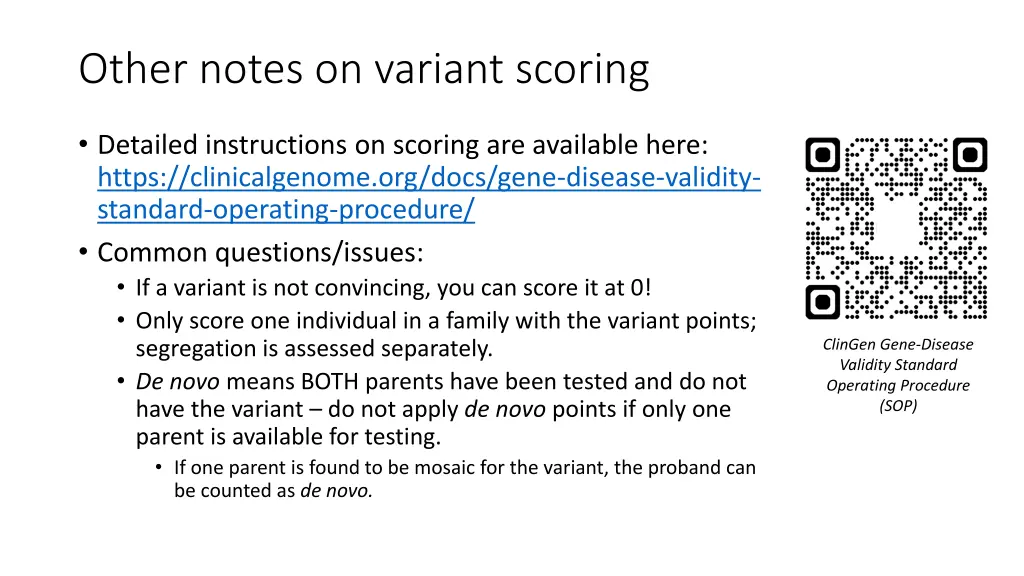 other notes on variant scoring